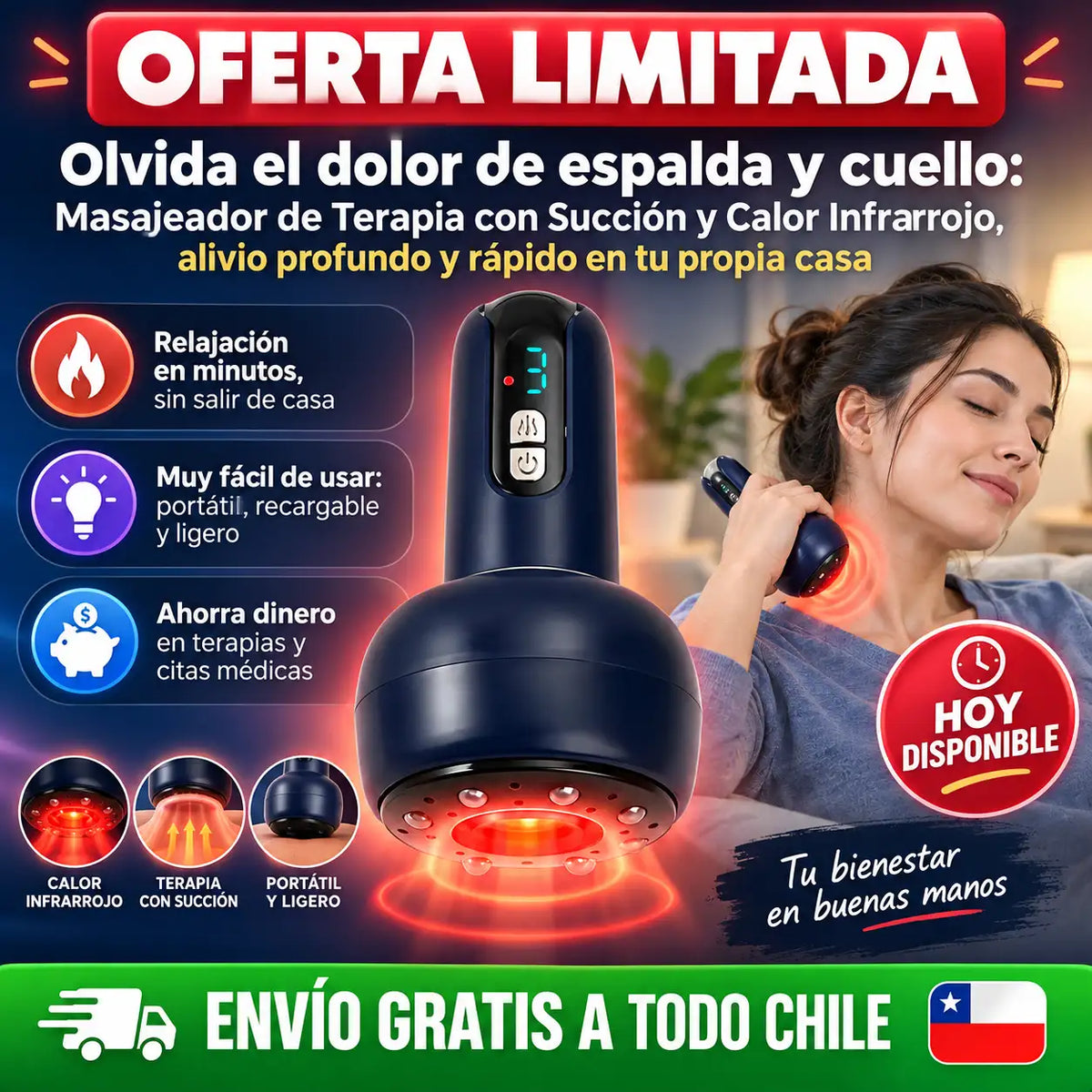Masajeador con Succión y Calor Infrarrojo | Un momento de relajación en casa