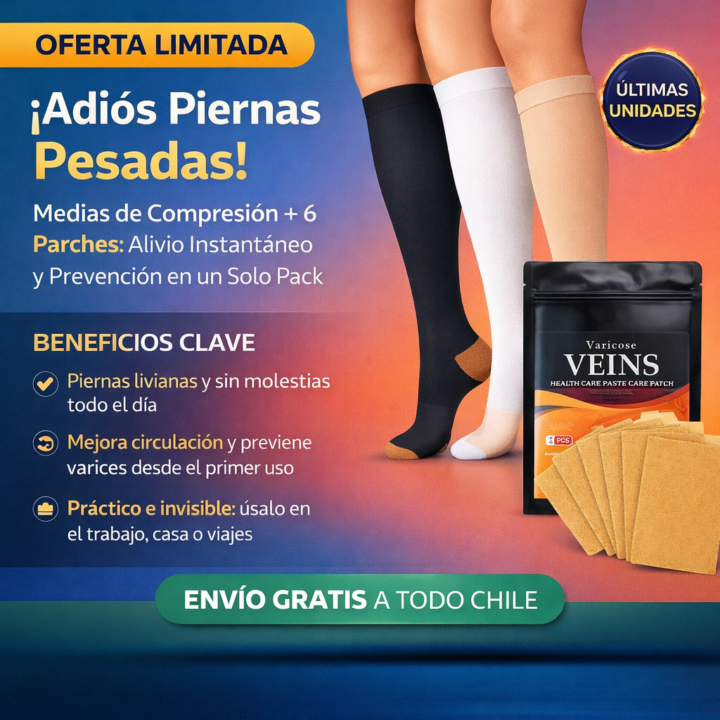 Medias de Compresión + 6 Parches Adios Varices GRATIS