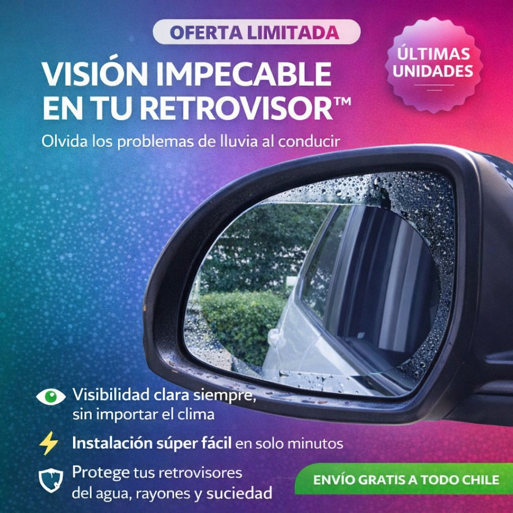VISIÓN IMPECABLE EN TU RETROVISOR™ – Olvida los problemas de lluvia al conducir