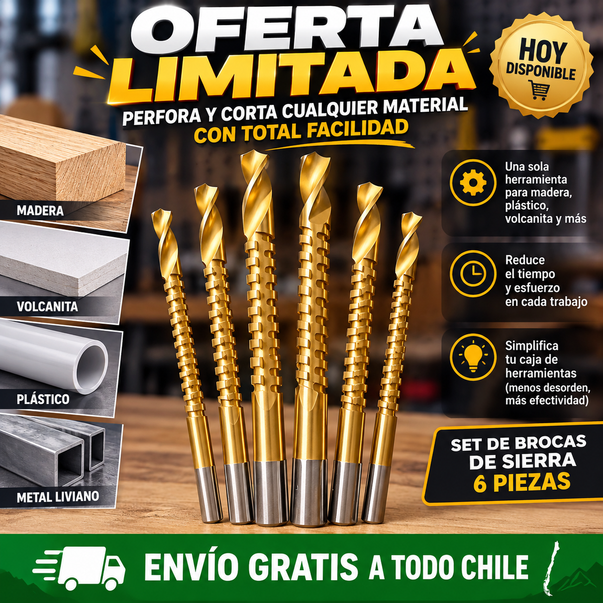 Set de Brocas de Sierra de 6 Piezas – Perfora y corta cualquier material con total facilidad