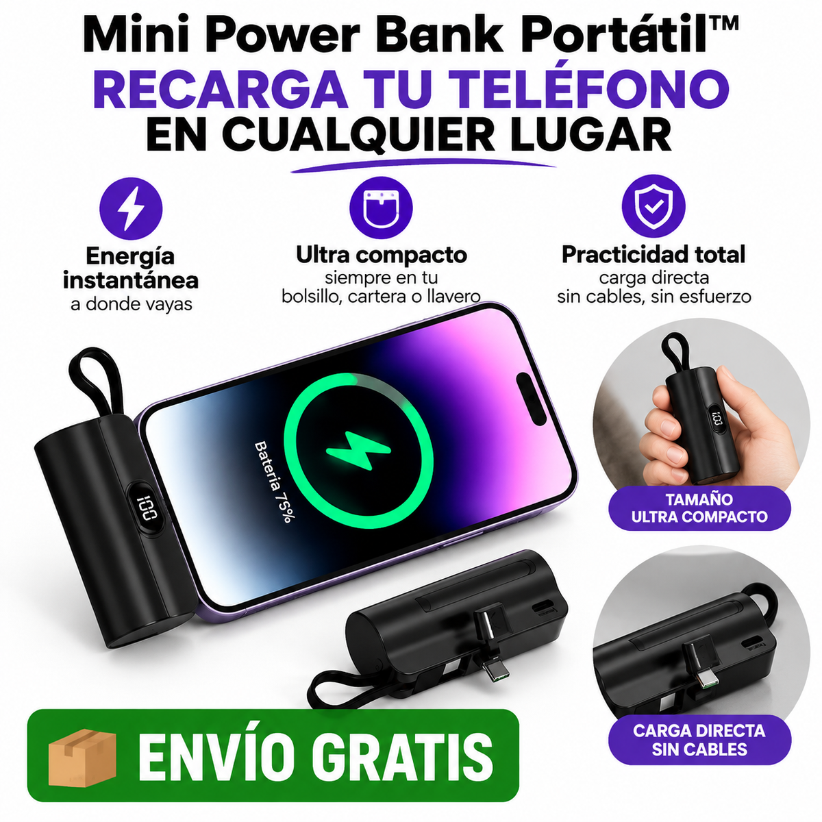 Cargador portátil cápsula tipo llavero