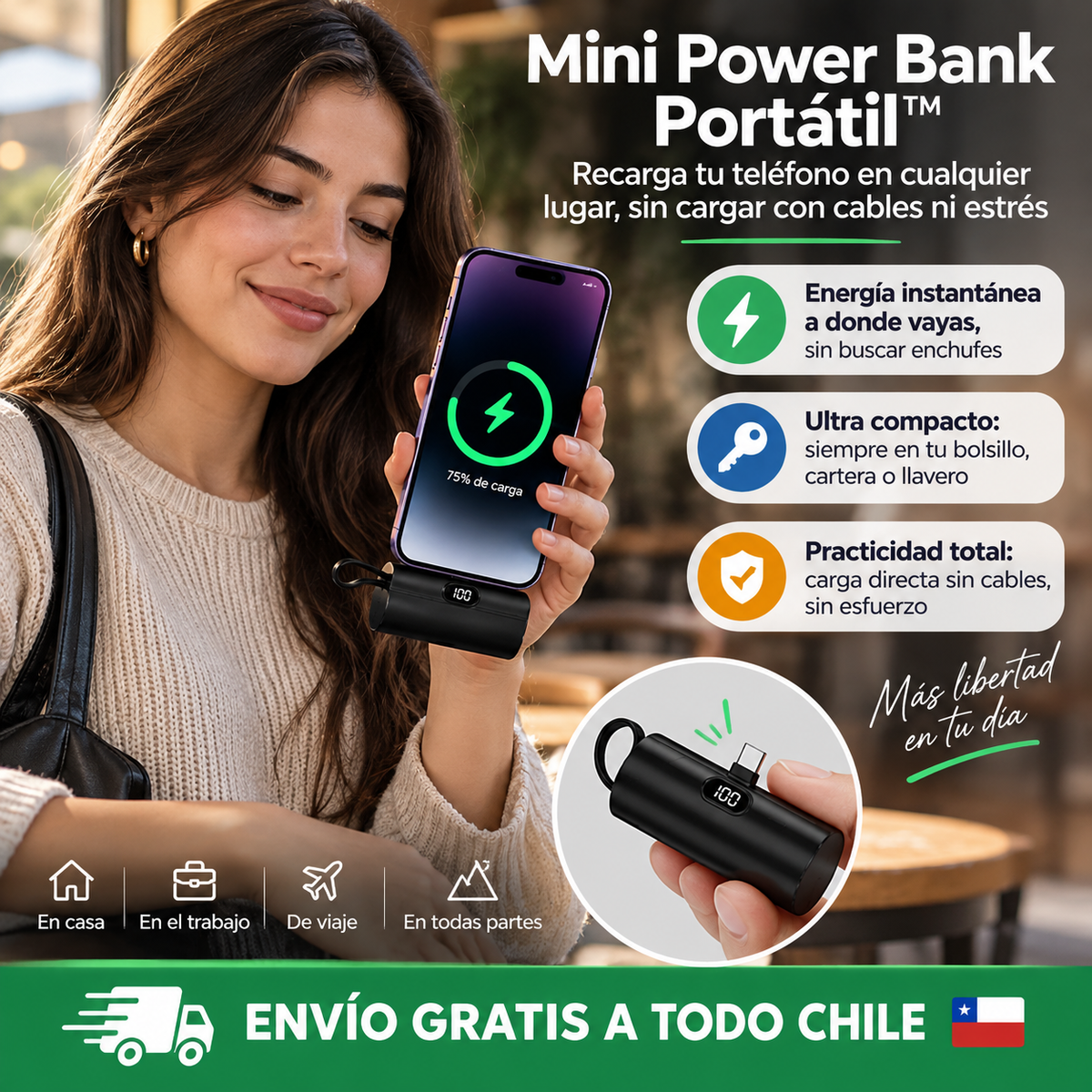 Cargador portátil cápsula tipo llavero