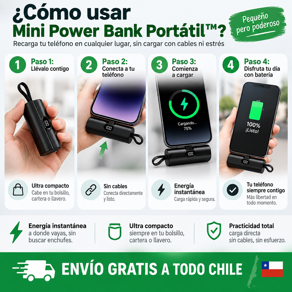 Cargador portátil cápsula tipo llavero