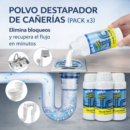 POLVO DESTAPADOR DE CAÑERÍAS (PACK x3)