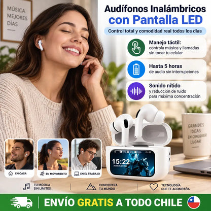 ✨ Audífonos Inalámbricos con Pantalla LED – Control total y comodidad real todos los días