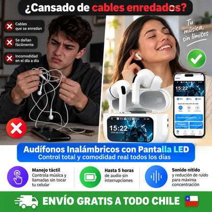 ✨ Audífonos Inalámbricos con Pantalla LED – Control total y comodidad real todos los días