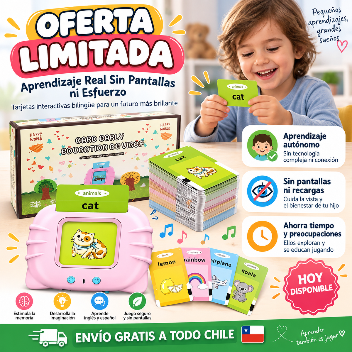 Juego de Tarjetas Interactivas Bilingüe™: Aprendizaje Real Sin Pantallas ni Esfuerzo