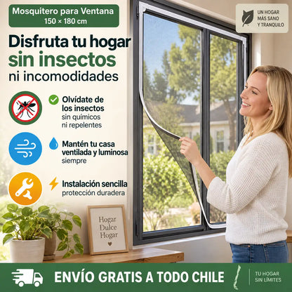 🏠 Mosquitero para Ventana 150 × 180 cm | Disfruta tu hogar sin insectos ni incomodidades
