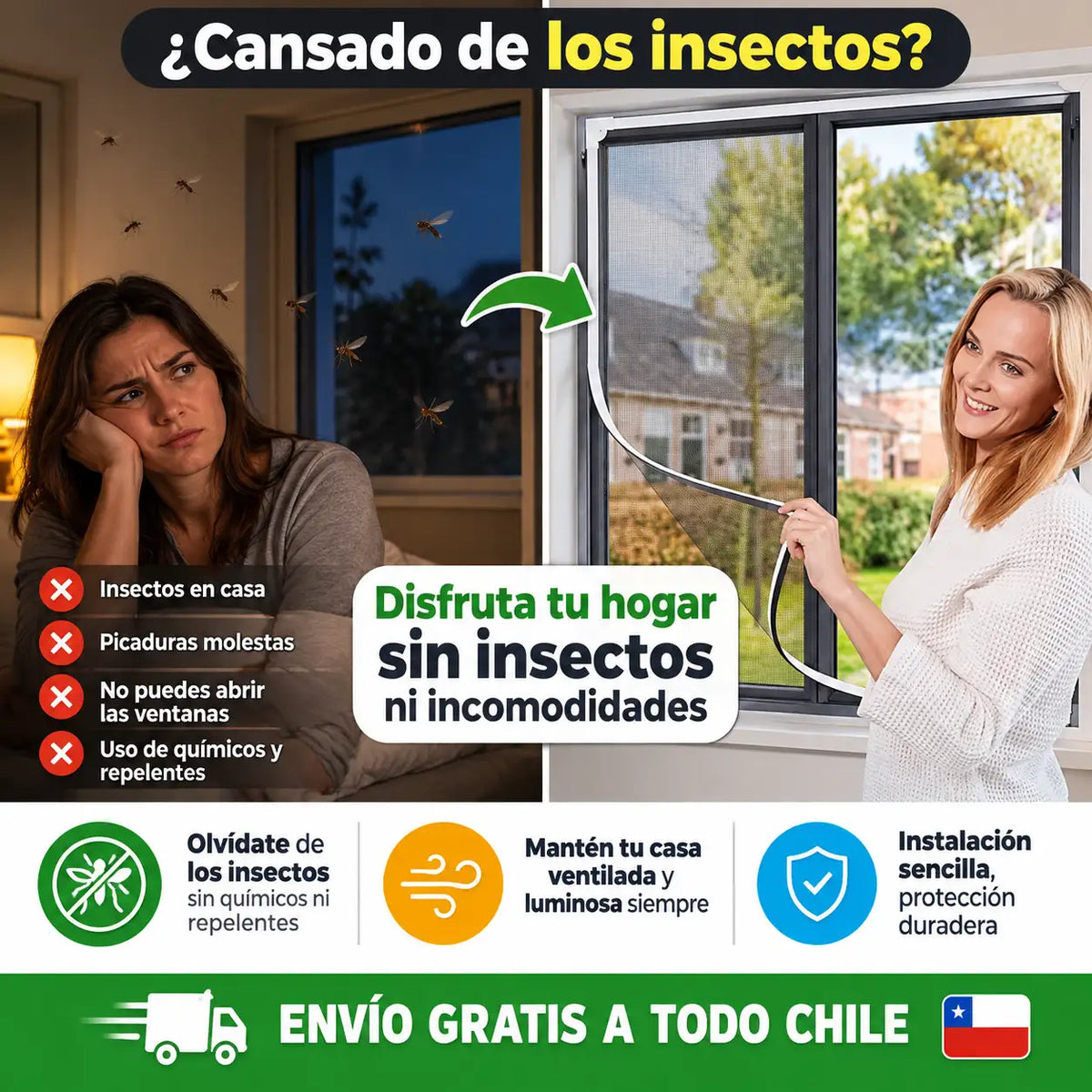 🏠 Mosquitero para Ventana 150 × 180 cm | Disfruta tu hogar sin insectos ni incomodidades
