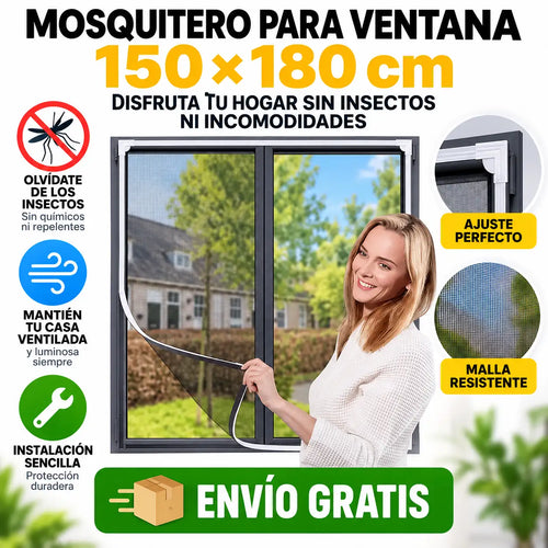 🏠 Mosquitero para Ventana 150 × 180 cm | Disfruta tu hogar sin insectos ni incomodidades