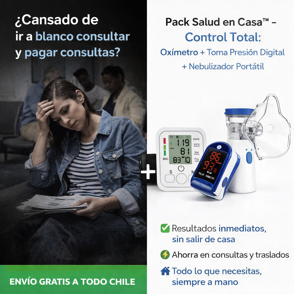 Pack Salud en Casa™ - Control Total: Oxímetro + Toma Presión Digital + Nebulizador Portátil