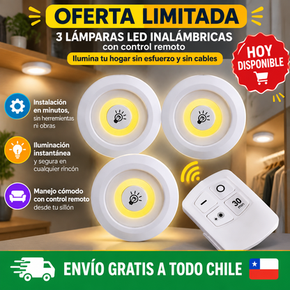 3 lámparas LED + Control Remoto