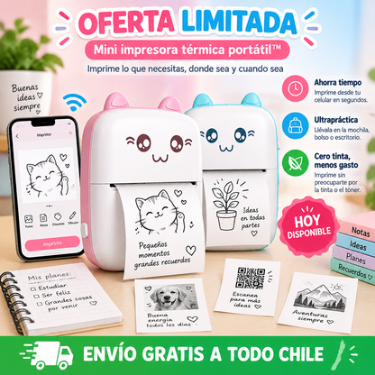 Mini Impresora Térmica Portátil™ – Imprime lo que necesitas, donde sea y cuando sea