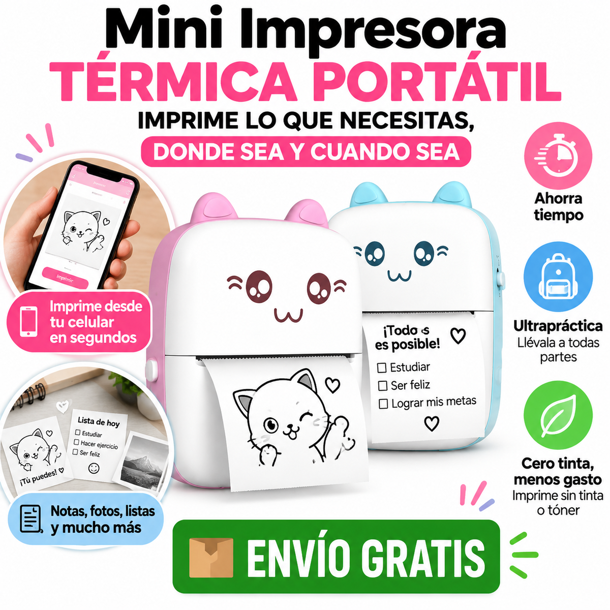 Mini Impresora Térmica Portátil™ – Imprime lo que necesitas, donde sea y cuando sea