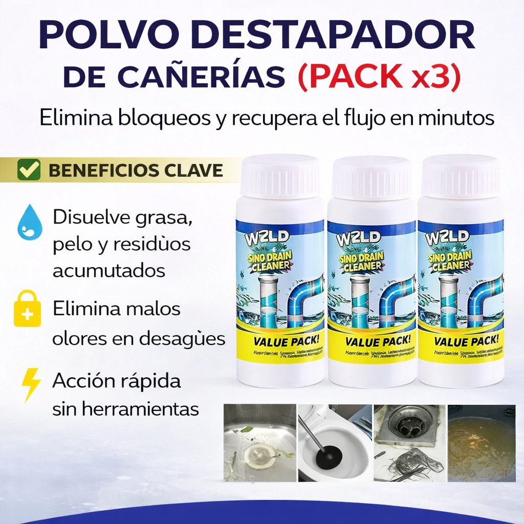POLVO DESTAPADOR DE CAÑERÍAS (PACK x3)