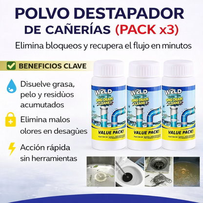 POLVO DESTAPADOR DE CAÑERÍAS (PACK x3)