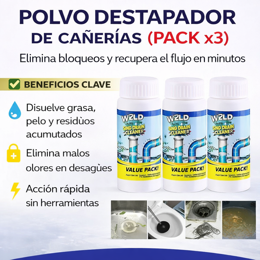 POLVO DESTAPADOR DE CAÑERÍAS (PACK x3)
