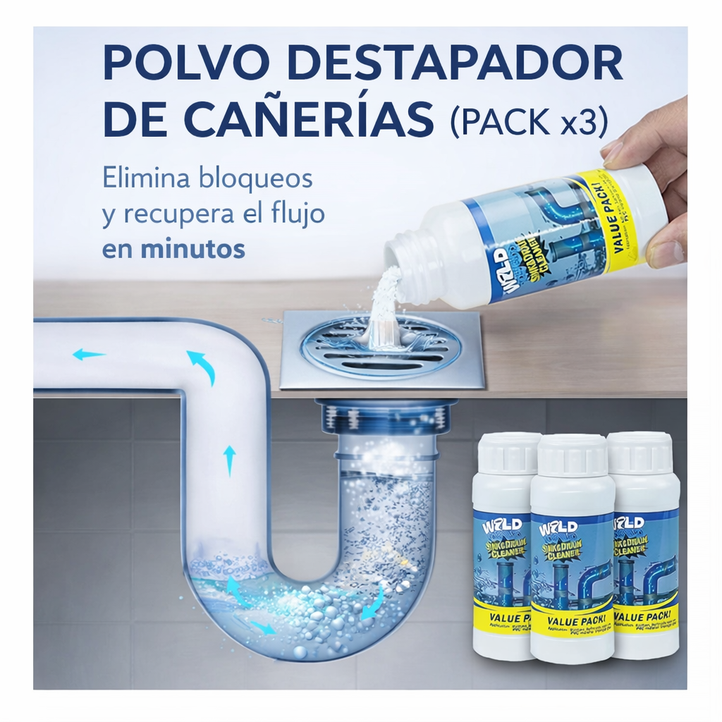 POLVO DESTAPADOR DE CAÑERÍAS (PACK x3)