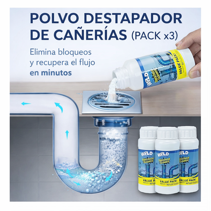 POLVO DESTAPADOR DE CAÑERÍAS (PACK x3)