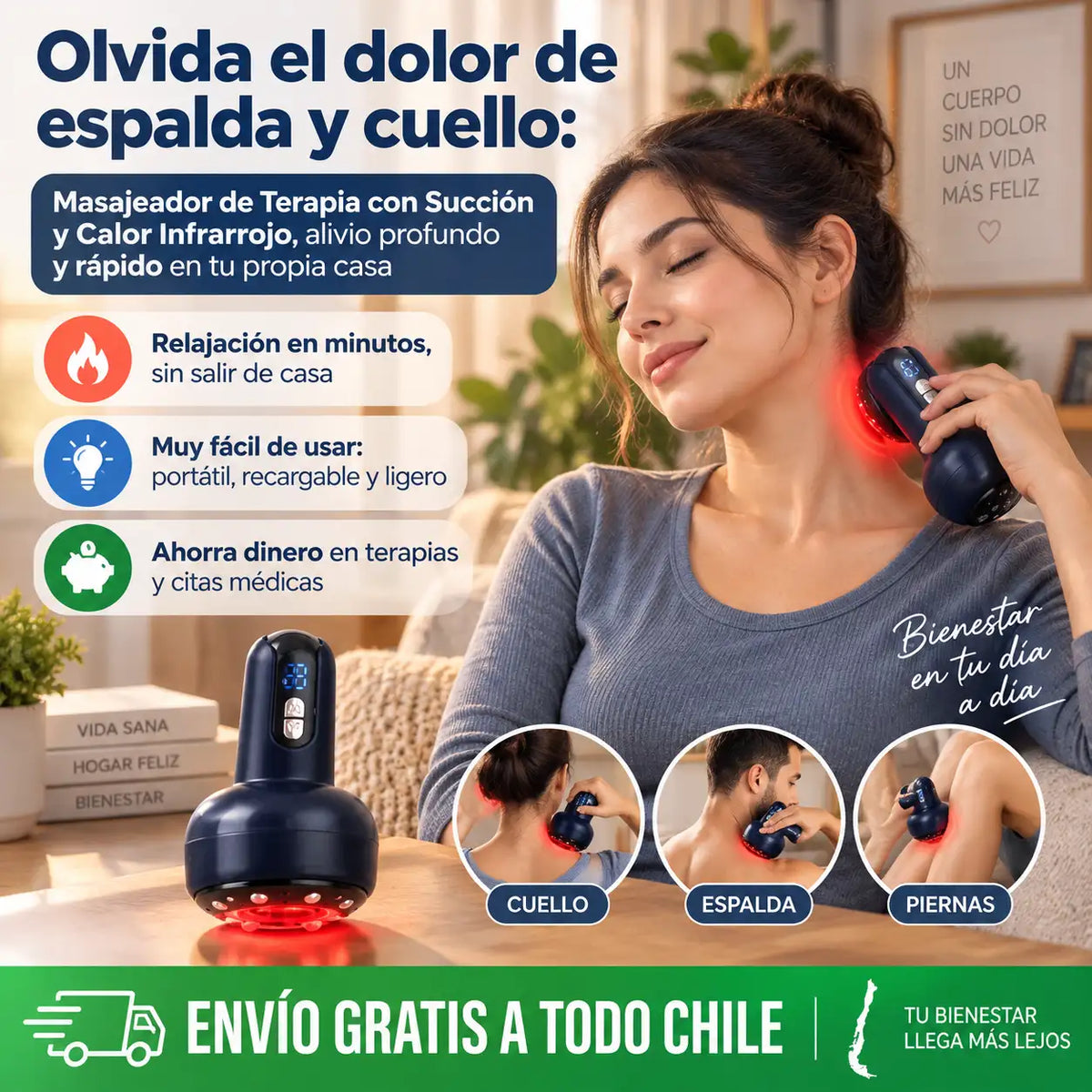 Masajeador con Succión y Calor Infrarrojo | Un momento de relajación en casa