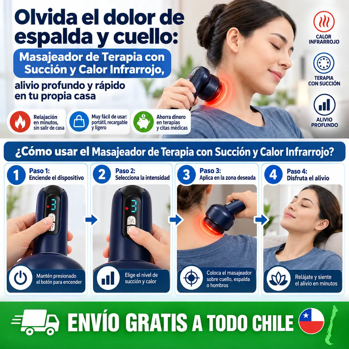Masajeador con Succión y Calor Infrarrojo | Un momento de relajación en casa