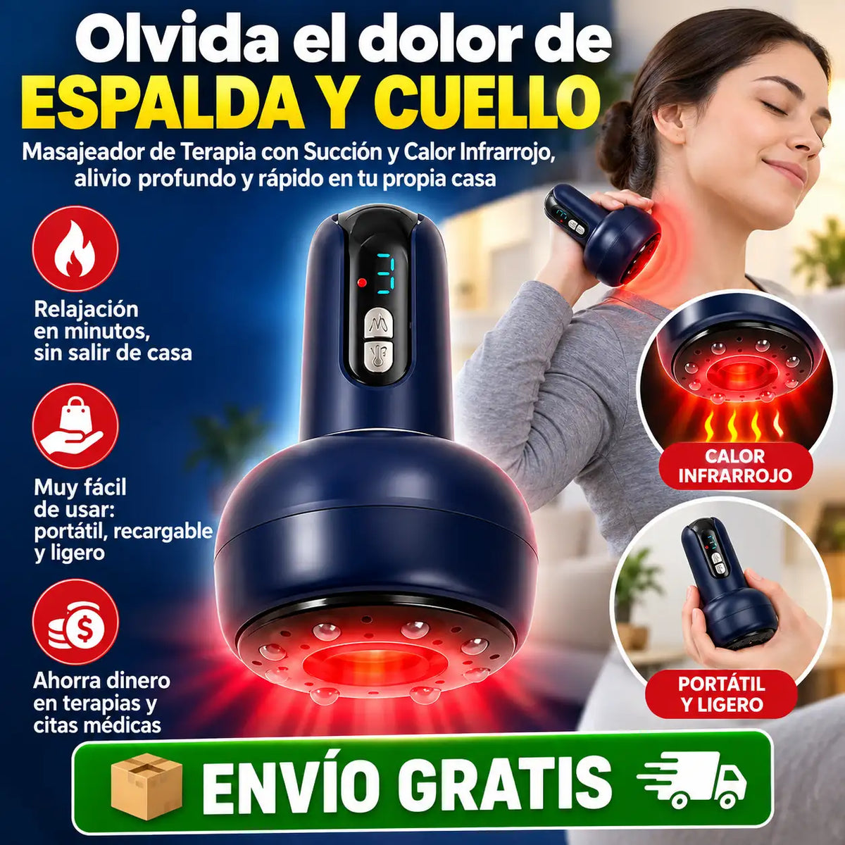 Masajeador con Succión y Calor Infrarrojo | Un momento de relajación en casa