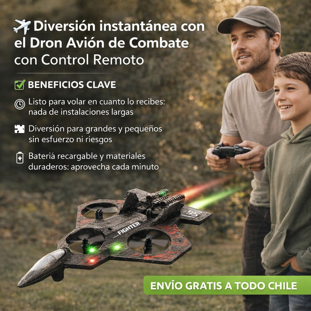 Dron Avión de Combate + Control Remoto GRATIS