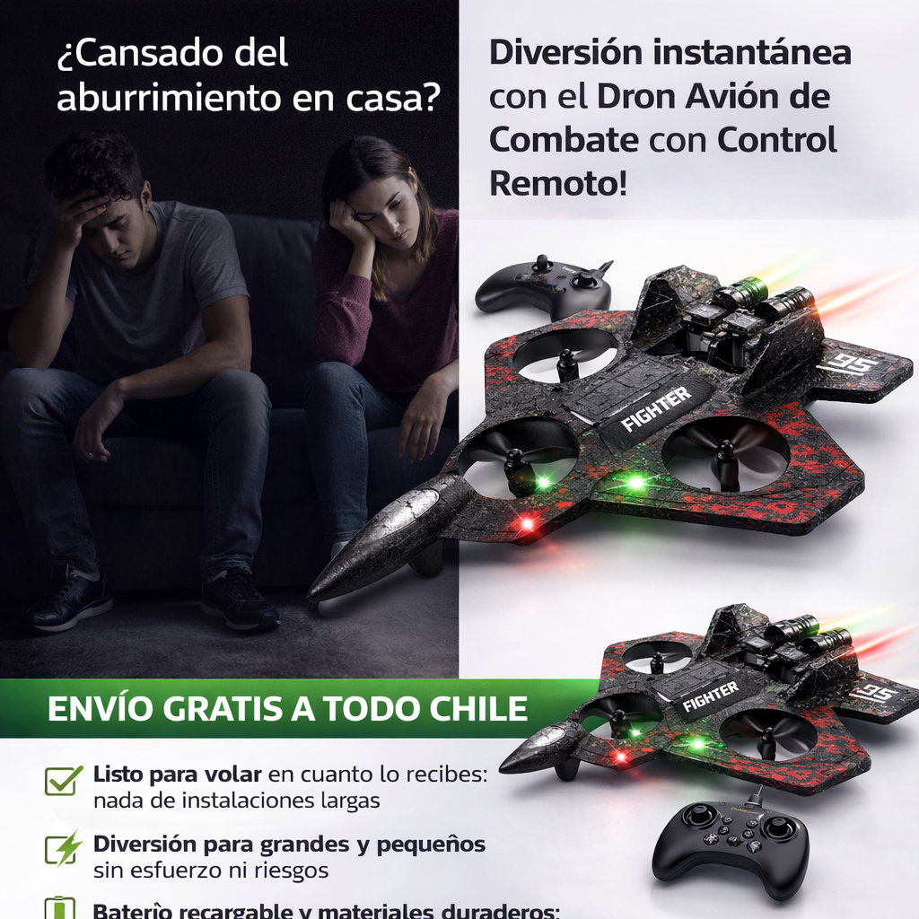 Dron Avión de Combate + Control Remoto GRATIS