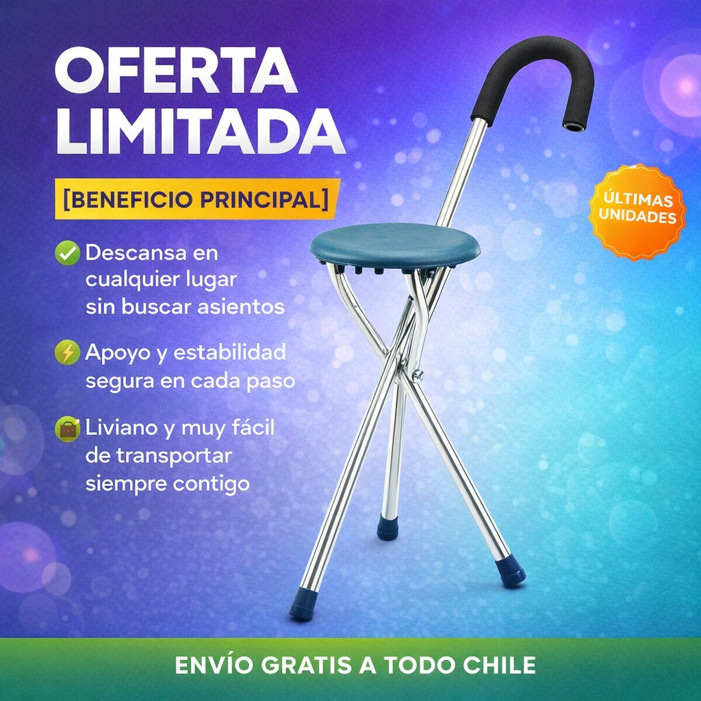 Bastón con Asiento Plegable Winner™ – Camina y Descansa Donde Quieras, Sin Esfuerzo