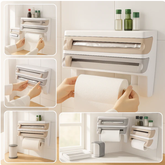 Dispensador de Papel Corta Fácil™ + Basurero plegable GRATIS -  Más orden y rapidez en tu cocina