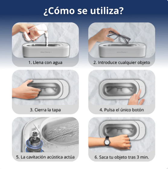 Máquina de Limpieza Ultrasónica - Lentes, joyas y brochas relucientes en segundos — sin frotar ni una sola vez.