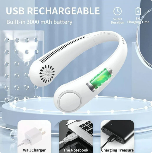 Frescura inmediata sin usar las manos con el Mini Ventilador de Cuello Portátil