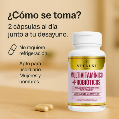 Multivitamínico + Probióticos Vitalni - No es uno más: está certificado, aprobado y diseñado para funcionar de verdad