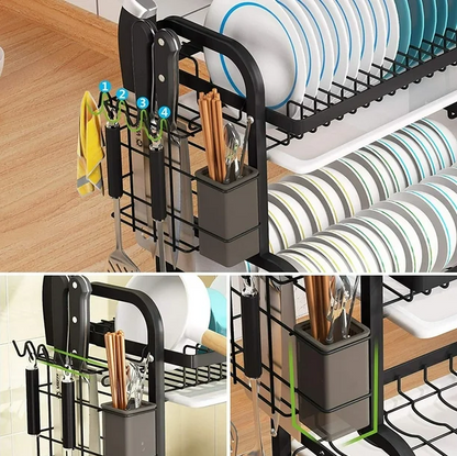 Secaplatos Inoxidable de 2 Niveles – Orden y espacio extra en tu cocina sin esfuerzo