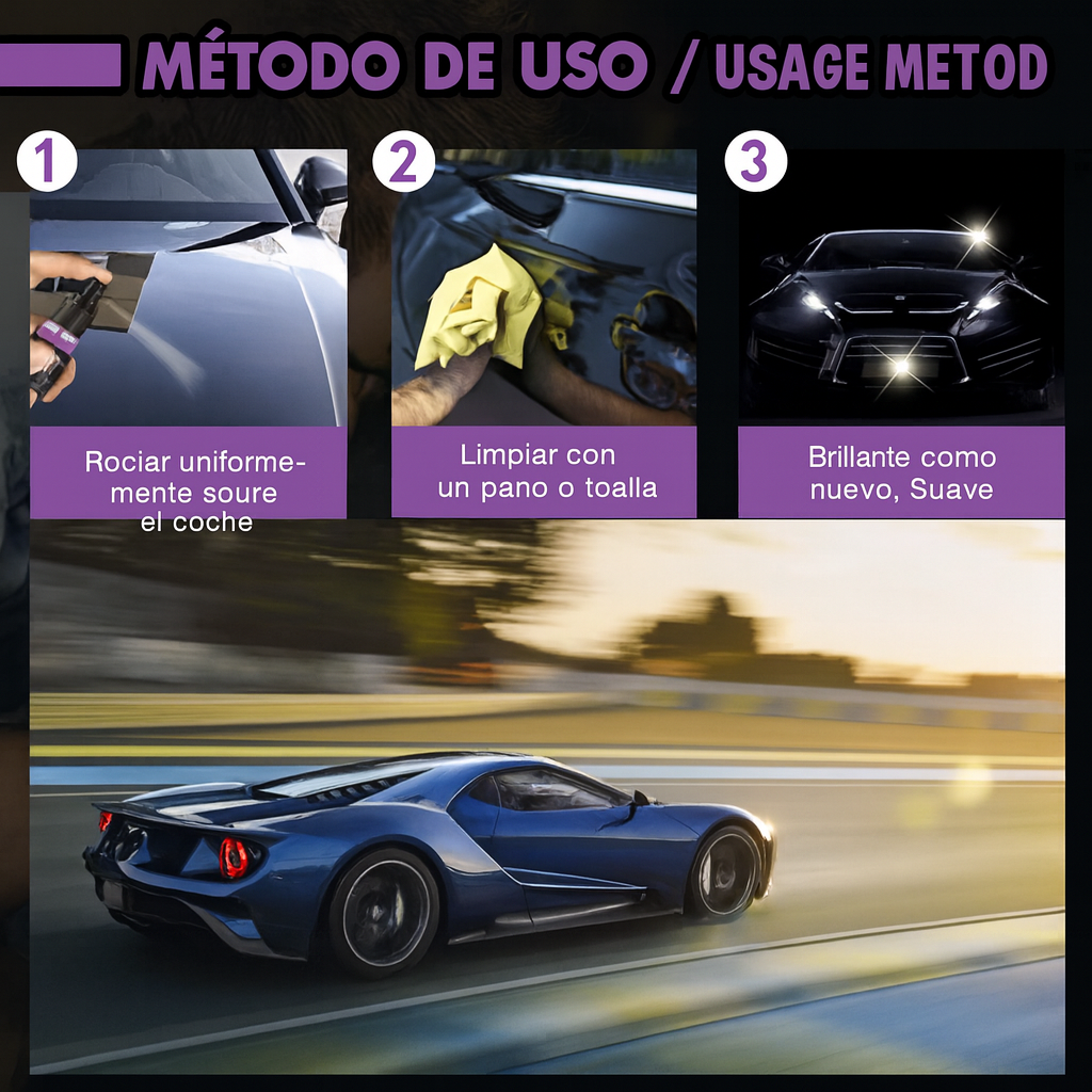 Spray Cerámico 3 en 1 – Auto limpio, protegido y brillante sin usar agua
