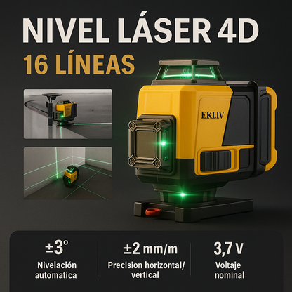 Nivel Láser PRO 4D™ – 16 Líneas + Trípode Incluido