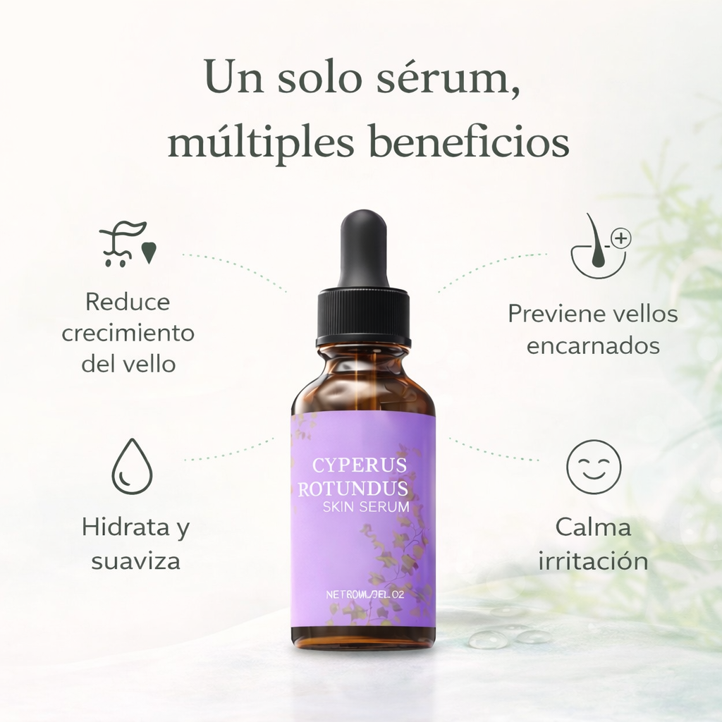 Sérum Cyperus Rotundus™ -  Menos vello, más suavidad: el sérum natural que prolonga cada depilación