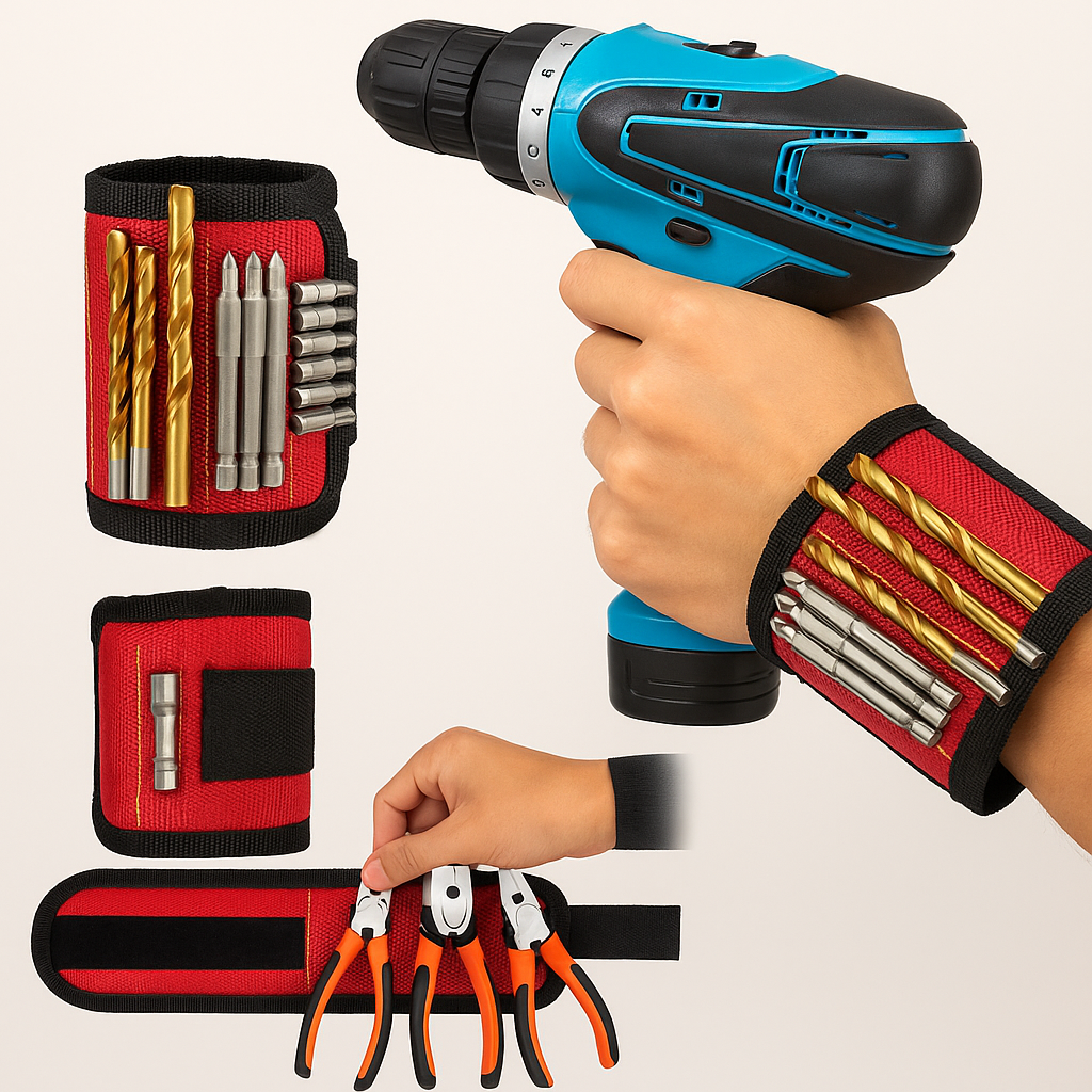 Muñequera Magnética™ – No más herramientas perdidas mientras trabajás (30% OFF)