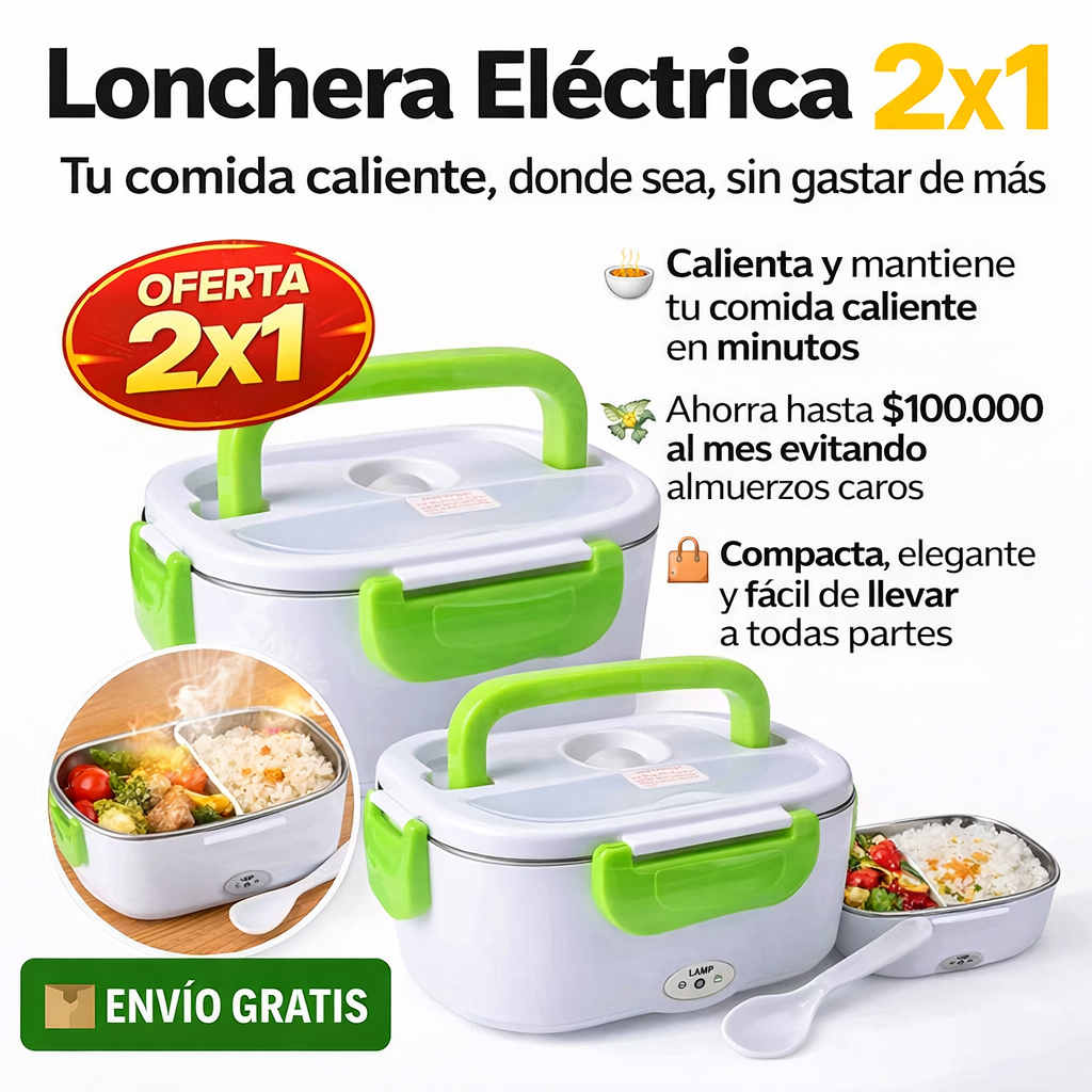 Lonchera Eléctrica 2x1 – Tu comida caliente donde sea, sin gastar de más