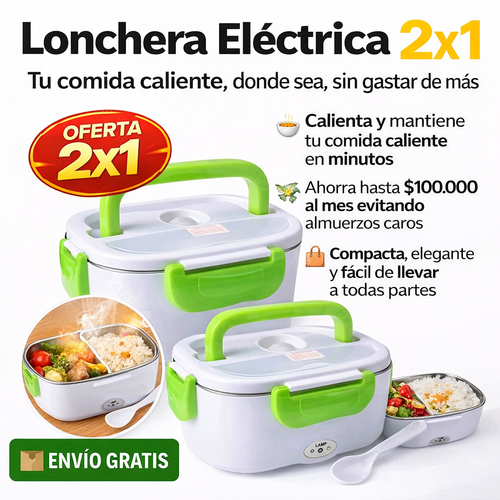 Lonchera Eléctrica 2x1 – Tu comida caliente donde sea, sin gastar de más