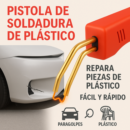 PlastiFix™ Pro – Pistola de Reparación de Plásticos + Kit Completo con 200 Grapas (30% OFF)