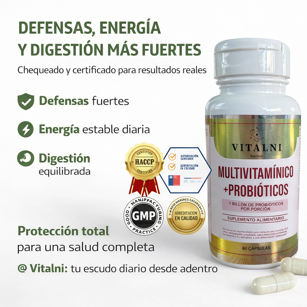 Multivitamínico + Probióticos Vitalni - No es uno más: está certificado, aprobado y diseñado para funcionar de verdad