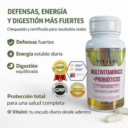 Multivitamínico + Probióticos Vitalni - No es uno más: está certificado, aprobado y diseñado para funcionar de verdad