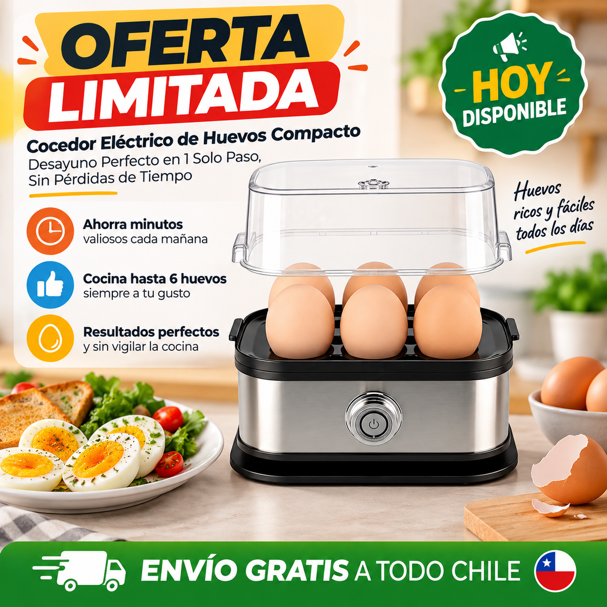 Cocedor Electrico Huevos Compacto