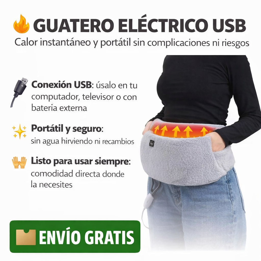 🔥 Mini Guatero Eléctrico™ | Alivio Rápido para Cólicos, Espalda y Frío