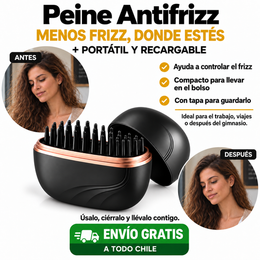 Peine Anti-Frizz Portátil y Recargable – Elimina el frizz donde estes