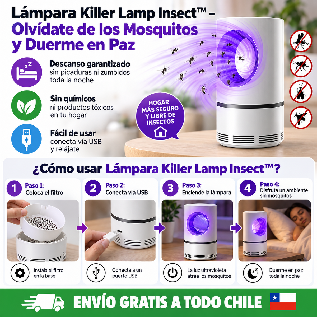 Lampara Led Atrapa Mosquitos