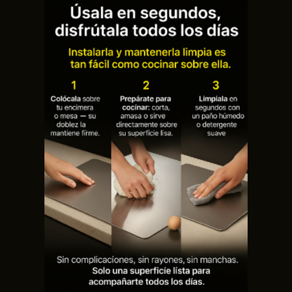 Tabla de Acero Inoxidable 20x30cm + Afilador de cuchillos GRATIS  – Cocina sin microplásticos ni bacterias ocultas