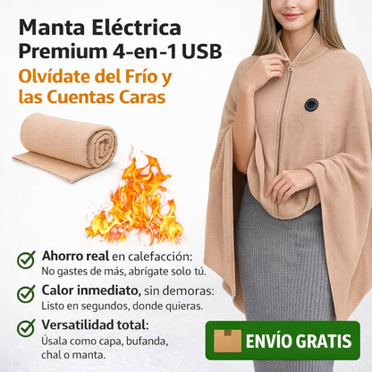 Manta Eléctrica Premium 4-en-1 USB – Olvídate del Frío y las Cuentas Caras