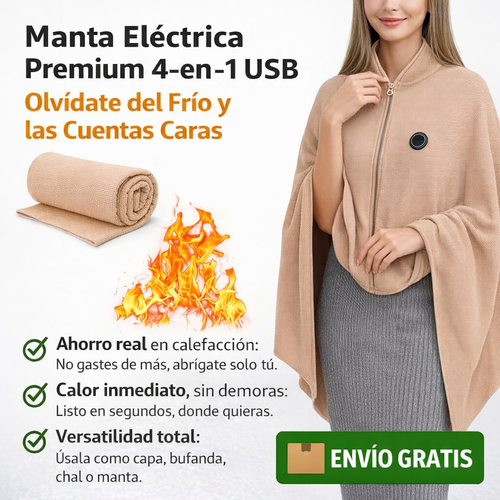 Manta Eléctrica Premium 4-en-1 USB – Olvídate del Frío y las Cuentas Caras